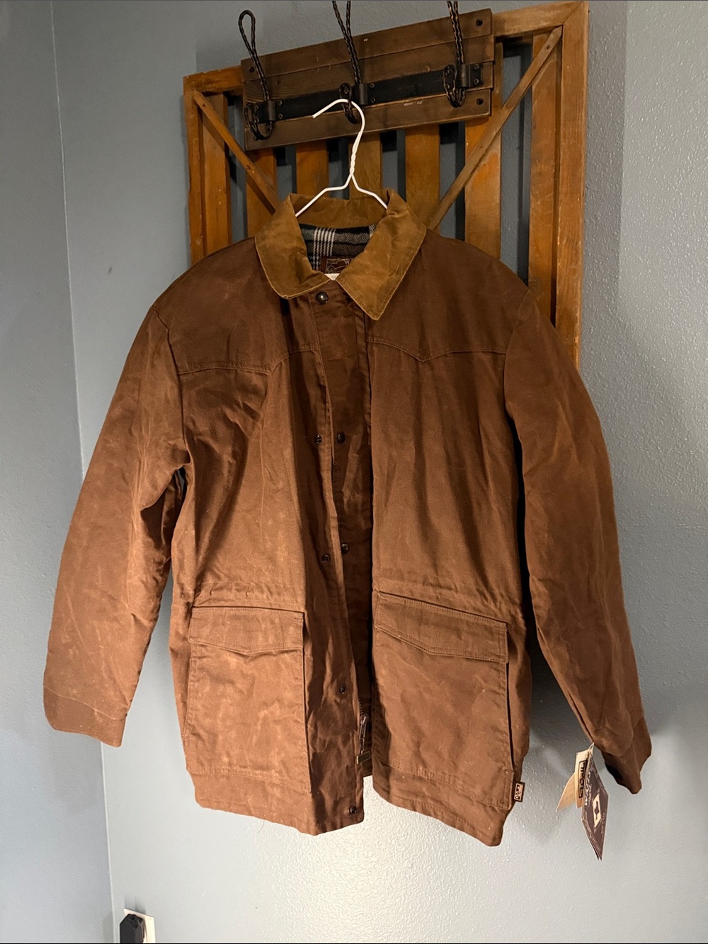Walls Brown Canvas Field Jacket with Corduroy Collar